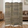 Wooden Room Divider, 4-Panel Folding Screen, 180 x 180 cm, Dark Oak