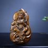 Chinesischer Buchsbaum Holz geschnitzt Exquisite beidseitige Kwan-Yin Statue Geschenk Kunst
