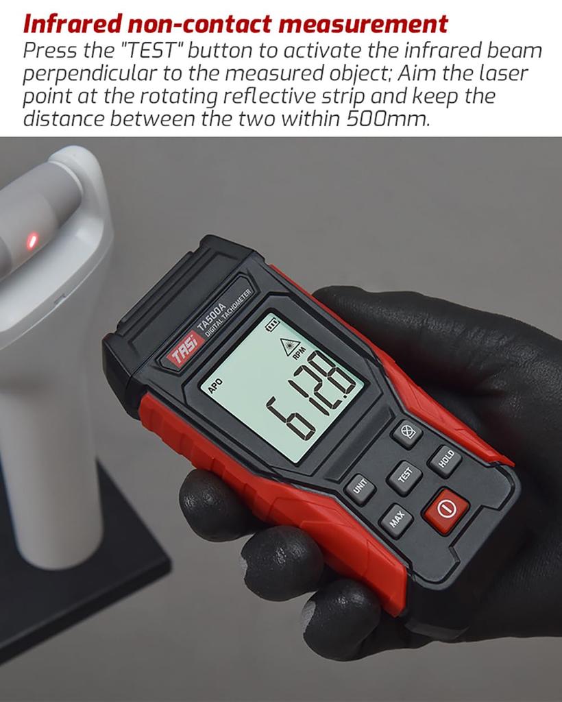 Hosioe Digital Tachometer Touch Mini RPM Tester Meter LCD Display Handheld Digital Phototachometer Motor Wheel Lathe for Car Manufacturing