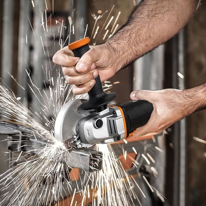 Worx wx800.9 20 v batterie meuleuse d'angle, blocage de broche, poignée supplémentaire, vitesse 8,600 tr/min, diamètre du disque
