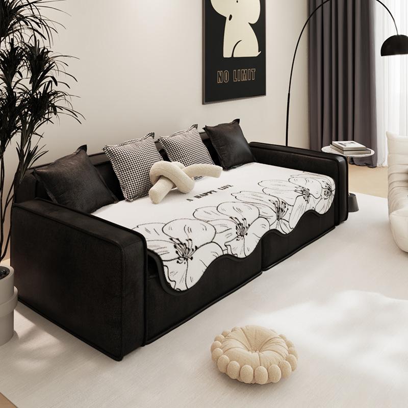 Nordic High-Grade Black and White Imitation Rabbit Fur Sofa Cushion Thickened Non-Slip Solid Wood Sofa Cushion Winter Warm Cushion