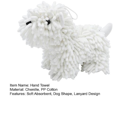 Chenille Hand Towel Cartoon Puppy Shape Soft Microfiber Towel High Water Absorption Bathroom Hand Towel