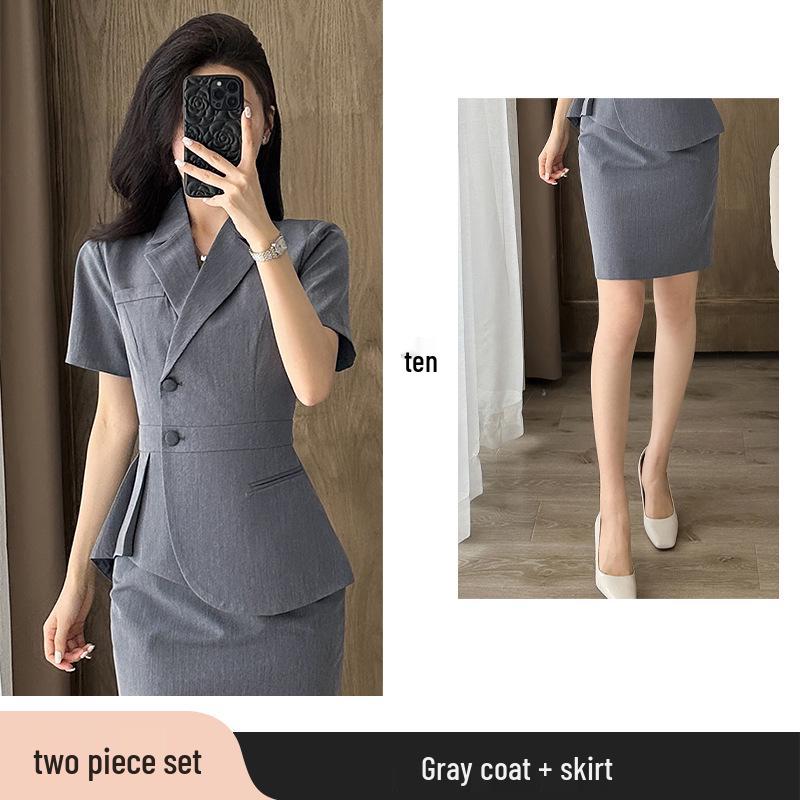 Women's Summer Short Sleeve Suit Set: Front Desk & Jewelry Store Professional Blazer