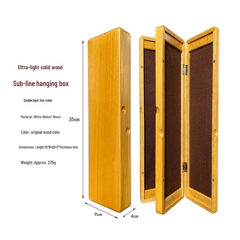 

38cm Double-Layer Solid Wood Fishing Tackle Box - White Walnut Finish