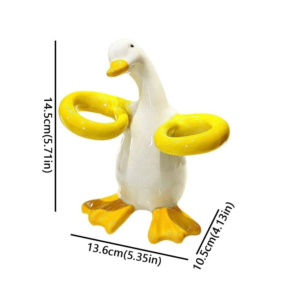 Duck-Shaped Toothpaste Toothbrush Rack Ceramic Makeup Brush Shelf Home Decor