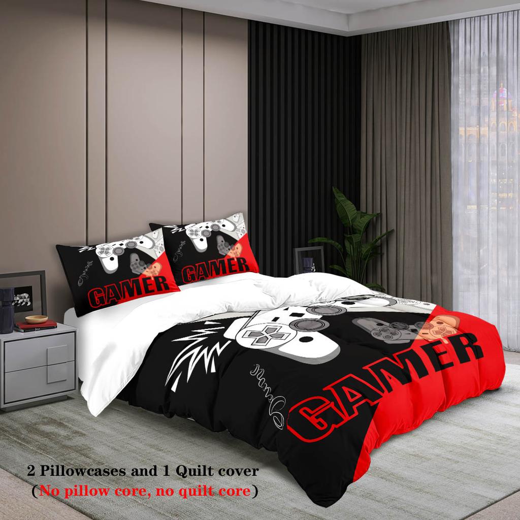 3pcs Game controller pattern printed Duvet cover set, soft, comfortable and breathable,bedroom,hotel,1*duvet cover+2*pillowcase