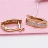 Purple Gold Classic Rhombus Zircon Earrings Luxury Rose Gold Square Hollow Ear Buckle Jewelry
