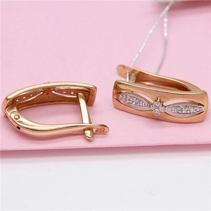 Purple Gold Classic Rhombus Zircon Earrings Luxury Rose Gold Square Hollow Ear Buckle Jewelry