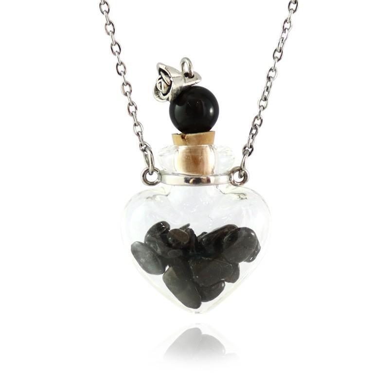 Openable Glaze Vial Pendant Necklace Water Drop Heart Steel Chain Keepsake Jewelry Gift Perfume Mini Bottles Jewellery Necklace