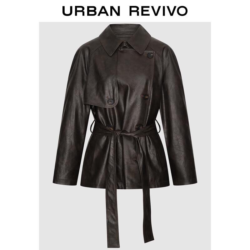 UR Women s Amber Glow Retro PU Belted Coat S