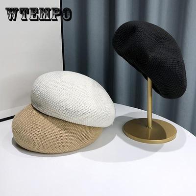 Boina Trenzada Estilo Fino de Verano para Mujer, Primavera y Verano, Pequeña, Japonesa, Pequeña, Fresca, Calada, Transpirable, Boina Sombrero de Artista