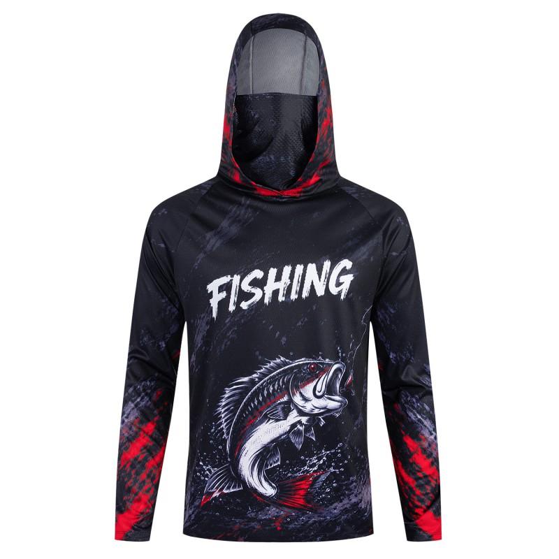 Quick-Dry Breathable Fishing Shirt Long Sleeve Hooded UV Protection Outdoor Sport Apparel Men Fall