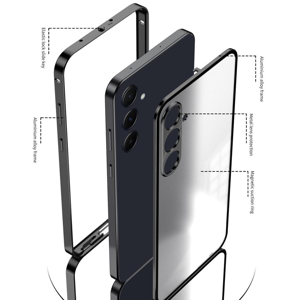 Samsung A55 Metal Frame Snap-On A15 Phone Case, Single-Sided Frosted for Samsung A35, S24FE Compatible.