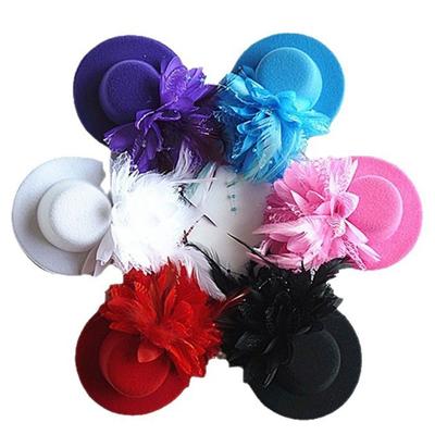 13cm Blumen Pillbox Hut Federn Cocktailhüte Mode Kinder Fascinators Hüte Feiertag