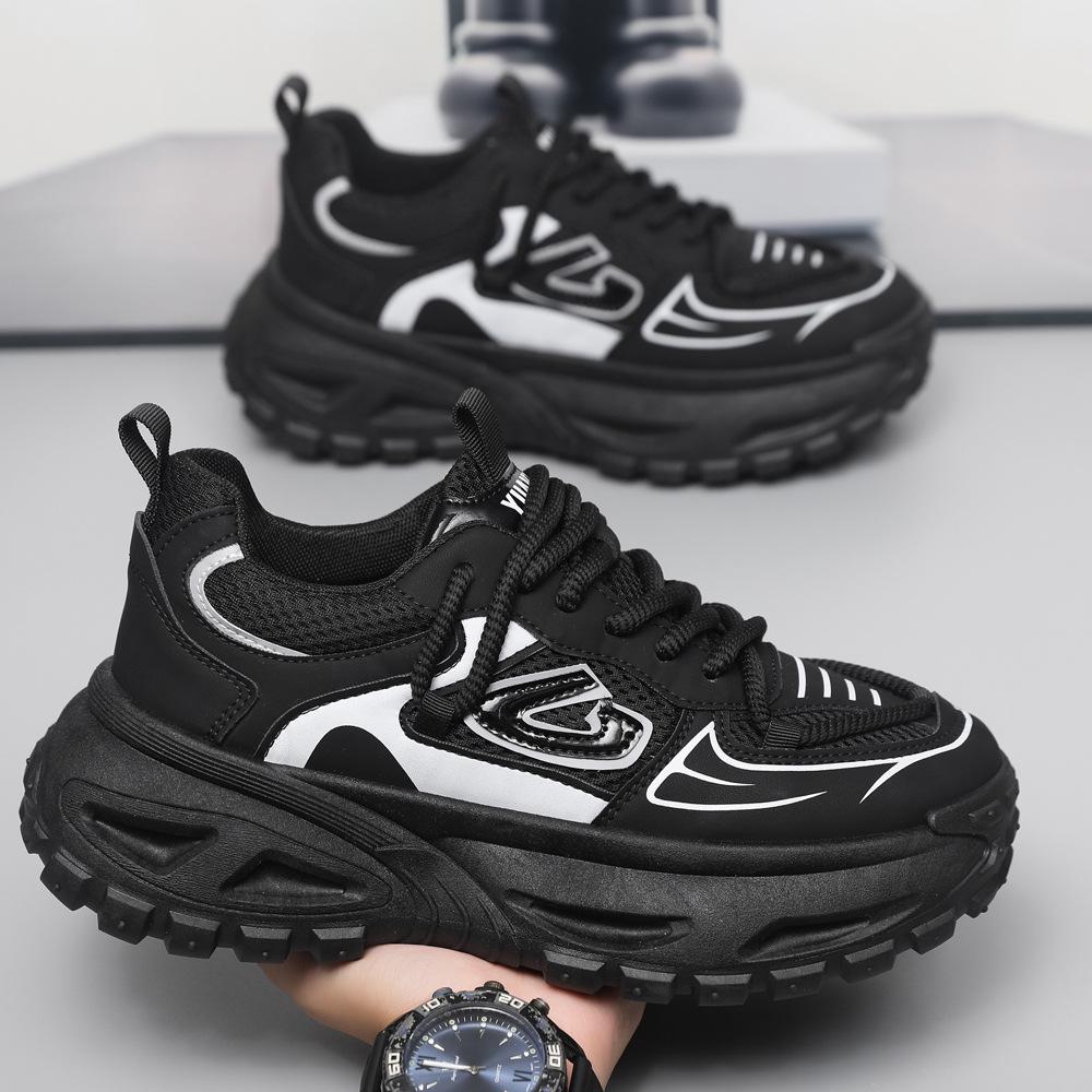 Men's Trendy Thick Sole Breathable Mesh Shoes - Light Luxury Autumn Style