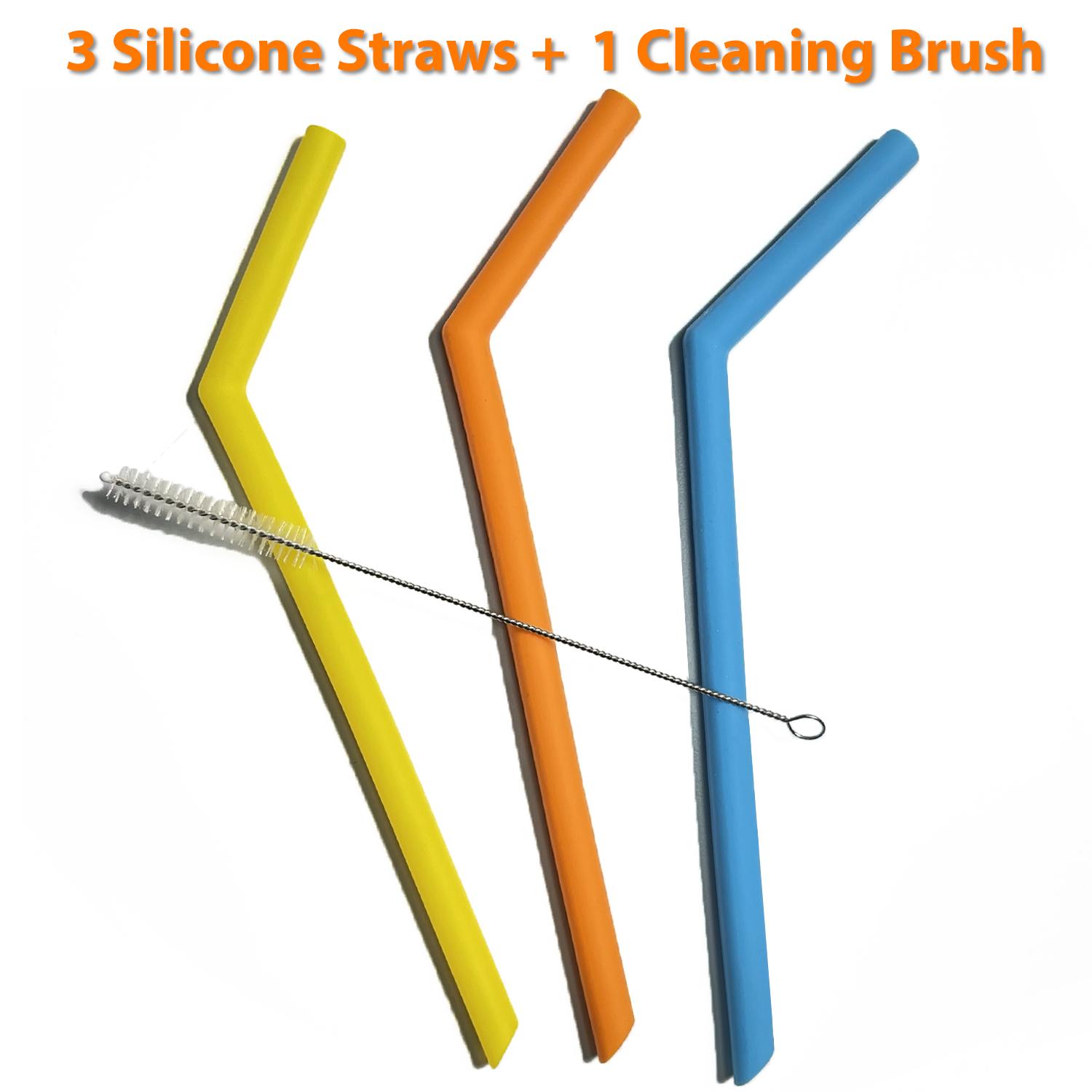 

Reusable Silicone Drinking Straws Set with Cleaning Brushes, 10inch long Flexible Portable Straws, for Water Juices Smoothies