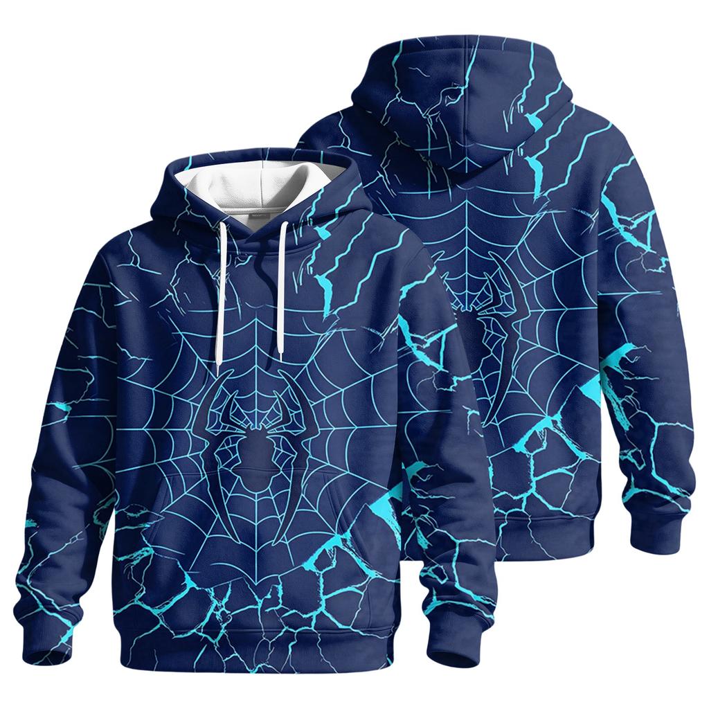 Men's Casual Loose Fit Printed Hoodie with Pocket and Drawstring
