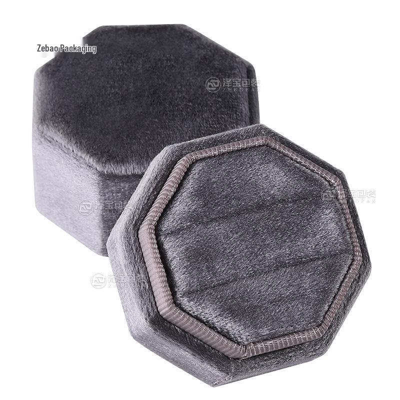 Octagonal Velvet Jewelry Box for Wedding or Proposal Rings