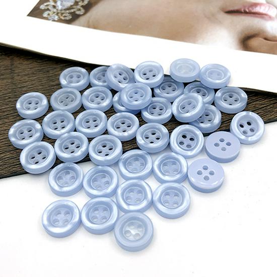 Sky Blue Handmade Unisex Shirt with Round Light Blue Buttons