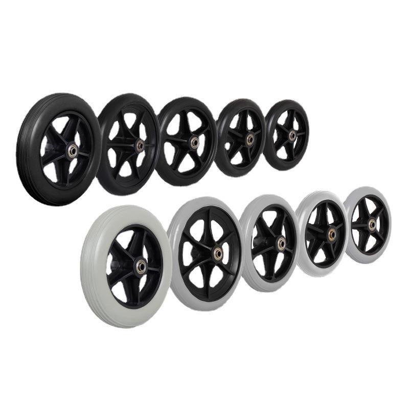 Universal Rollstuhl-Vorderradsatz Vollgummi mit Lagern & Schrauben in 6, 7, 8 Zoll