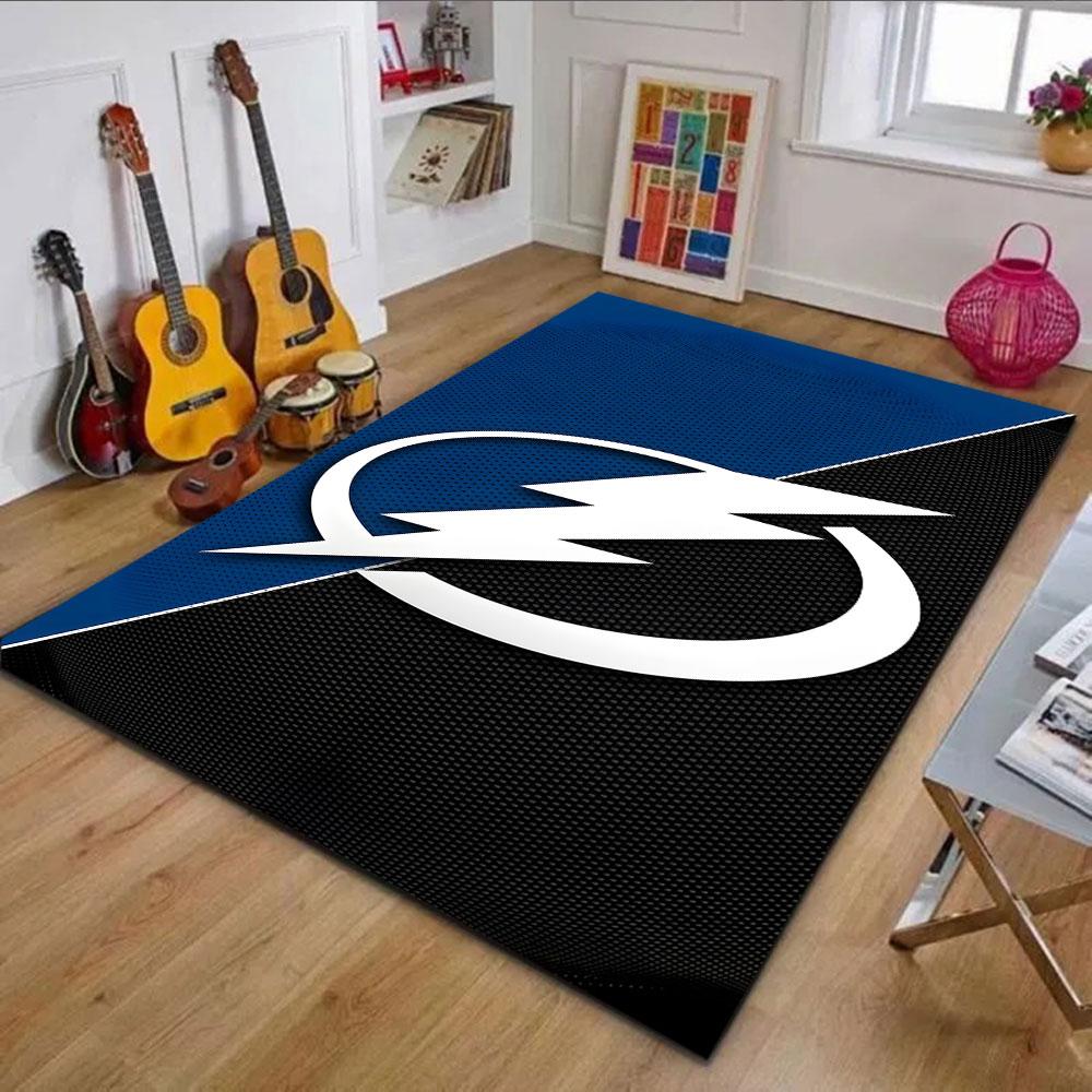 Blue and Black Lightning Bolt Symbol Patterned carpet, non slip mat suitable for living room and bedroom sofas
