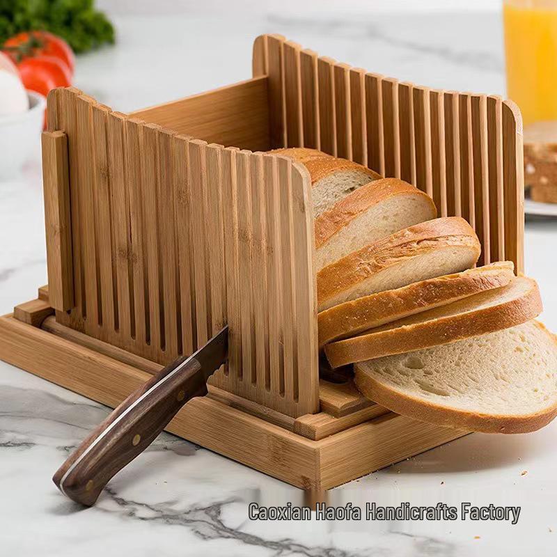 Bamboo Multifunctional Bread Slicer with Crumb Tray