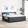 LED Box Spring Bed in Dark Grey and White 200 x 200 cm Cord Fabric