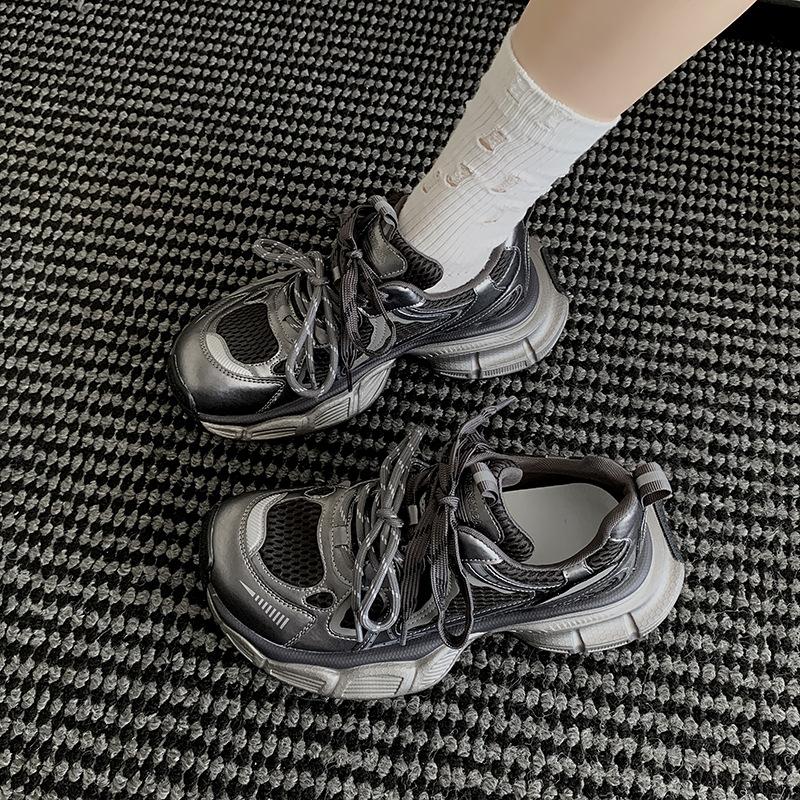 Schuhe Damen Herbst neu ins Retro Sport Freizeitschuhe Plateau Mesh atmungsaktive Laufschuhe