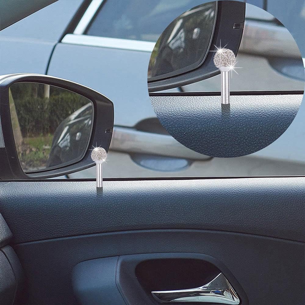 Riloer Car Door Lock Pull Rod Bolt Cover, 4-Pack Bling Rhinestones Decoration Universal Fit, Multicolor