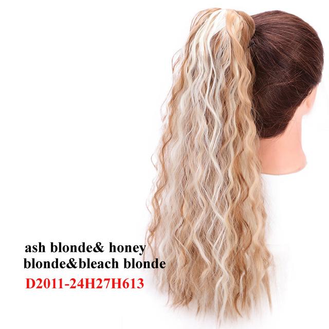 XINRAN Verlängerung für Damen, synthetisches Wrap-Around-Magic-Paste-Yaki-Pferdeschwanz-Corn-Wave-Clip-in-Haarteil