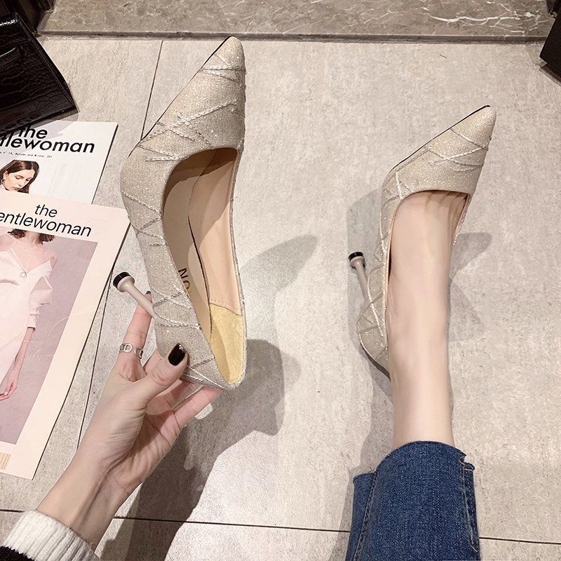 Niche design temperament pointed single shoes 2025 new autumn Internet celebrity explosion French celebrity stiletto high heels