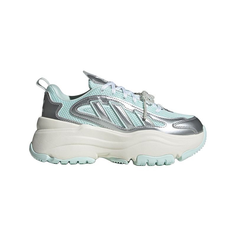 Adidas Originals Ozgaia Fabric Synthetic Leather Soft Comfortable Non-Slip Wear-Resistant Low-Top Dad Shoes Women Sneakers Green Silver JS1661