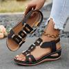 Sandali da Donna Estivi con Zeppa e Bocca di Pesce Fibbia Metallica Elastici Slip-On Scarpe alla Moda da Donna Taglie Forti
