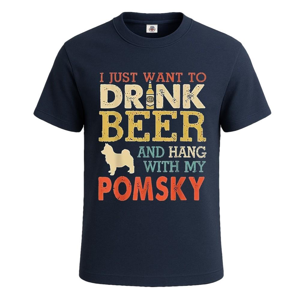 I just want to drink beer and pet my dog print tshirt for mens novelty tee top 2XL
