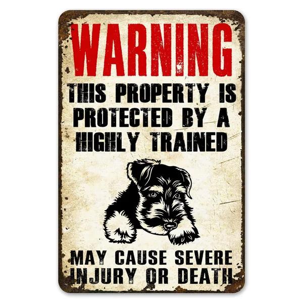 Warning This Property Is Protect By Labradoodle Dog Tin Sign Vintage Farm Decor Art Pet Lover Tin Metal Sign