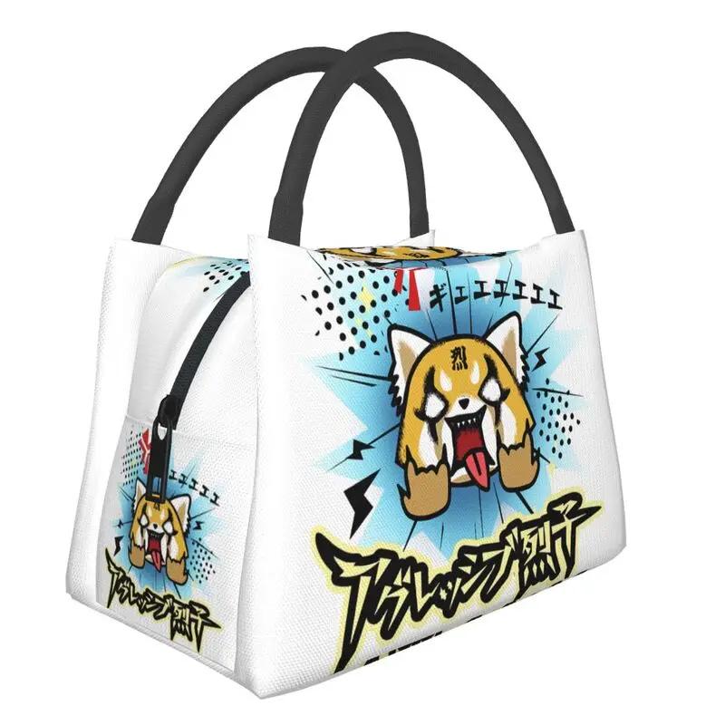 Death Metal Aggretsuko Aggressive Retsuko Portable Lunch Boxes Japanese Anime Manga Thermal Cooler Food Insulated Lunch Bag