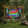 2D Glow Neon Happy Birthday Backdrop Photography Background for Kids Party