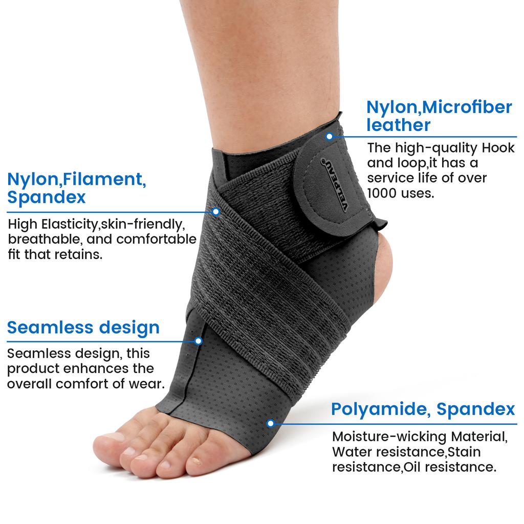Velpeau Ankle Support Brace, Ankle Compression Sleeve With Adjustable Strap For Sports, Running, Cycling And Plantar Fasciitis