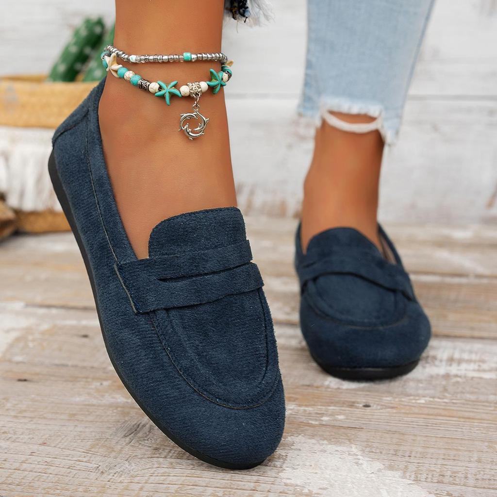 Sapatos Baixos Femininos Sapatos Loafer Slip-on Feitos à Mão em Camurça Couro Genuíno Sapatos Baixos Confortáveis Tênis Elegantes para Uso Externo Feminino