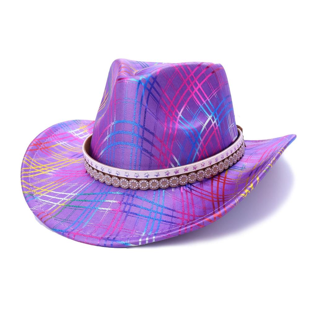 Colored Western Cowboy Hat Peachheart Top Hat Men'S And Women'S Holiday Party Party Jazz Hat