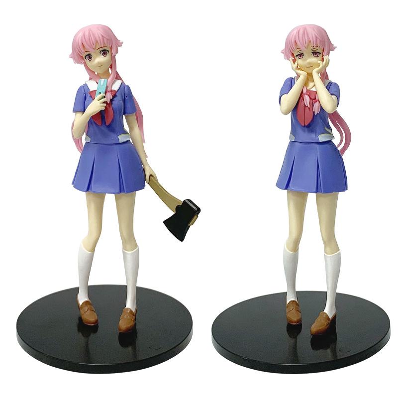 In Stock 17cm Future Diary Mirai Nikki Gasai Yuno Anime Uniform Dress Standing Posture Action Figure Model Toys Thanksgiving