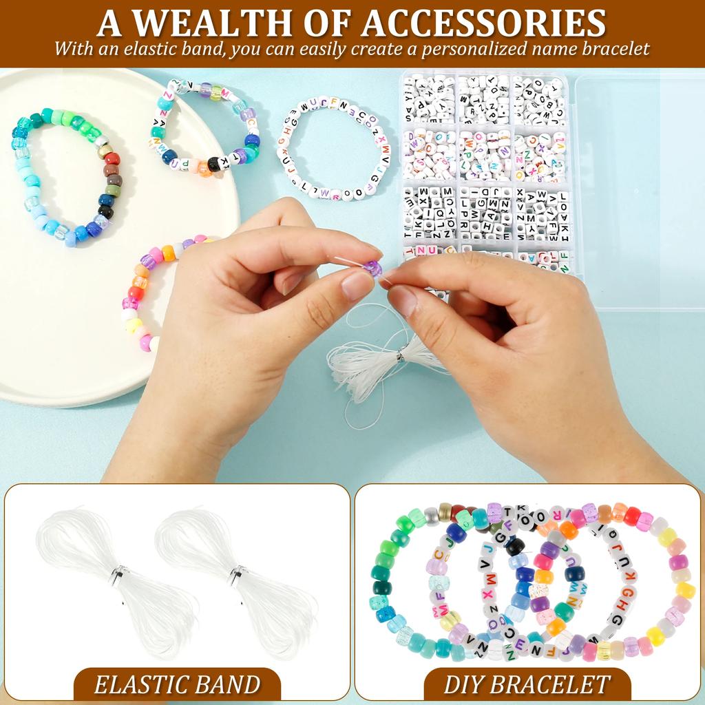 1977Pcs Pony Beads Kit for Bracelet Making 64 Colors 9mm Kandi Beads Set Plastic Pony Beads Bulk with 375pcs Letter Beads