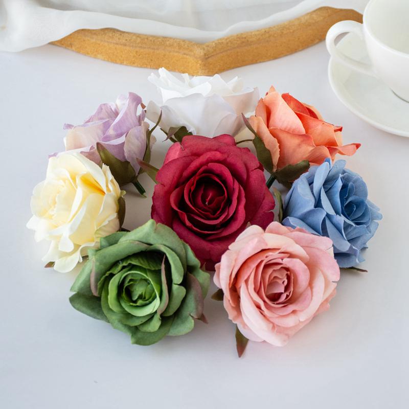 10PCS Artificial Flowers Wedding Garden Silk Rose for Home Decoration Accessories Party Christmas Wreath Headwear Wrist Flower