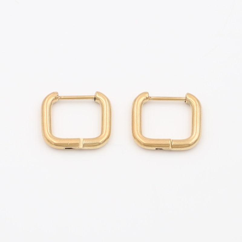 Personality Trend Geometric Earrings Titanium Steel Square Round Wire Ear Buckle Ear Jewelry Premium Niche
