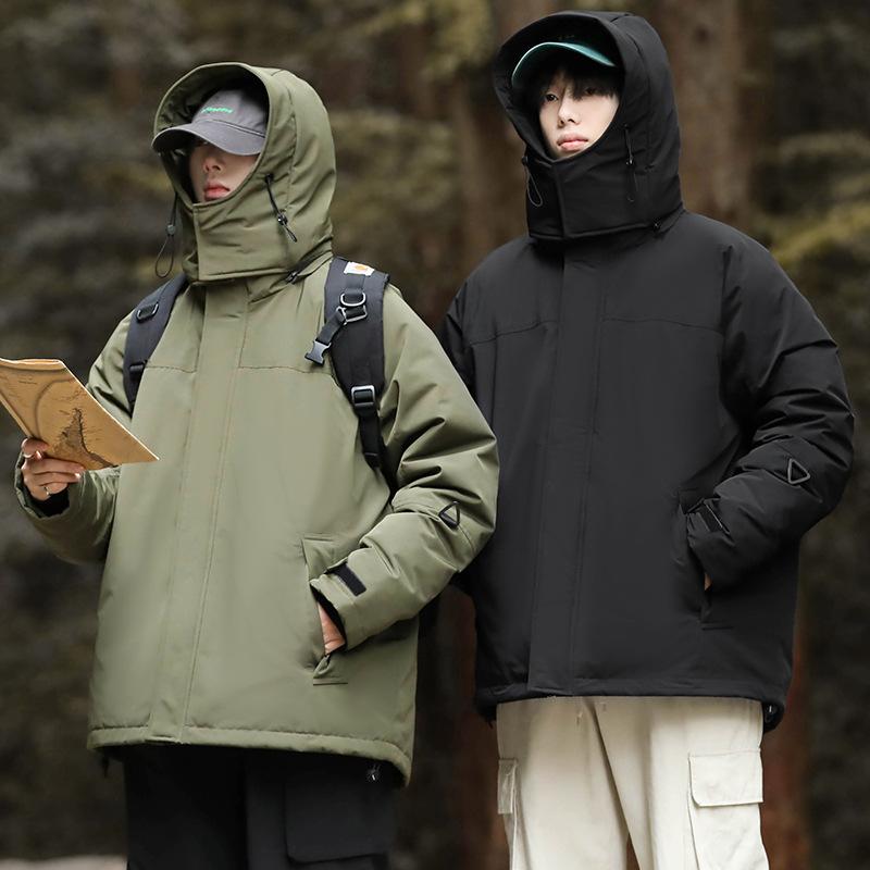 Men's and Women's Couple Hooded Down Jacket Workwear Thickened and Warm Trend Winter New Down Jacket Loose Plus Size