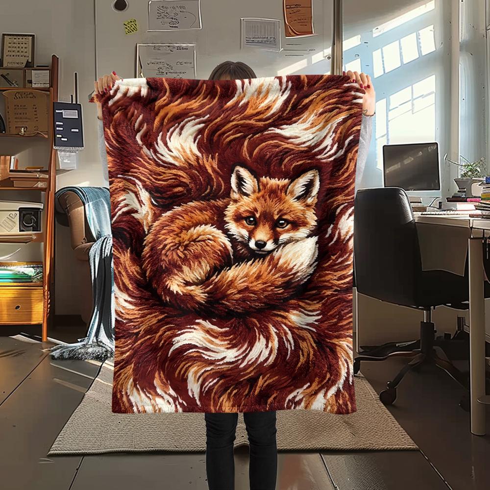 Felt rabbit kitten fox zebra Print Flannel Blanket,High quality Comfortable for All Seasons,Home Decor,Warmth and Comfort,Perfect for Christmas Gifts