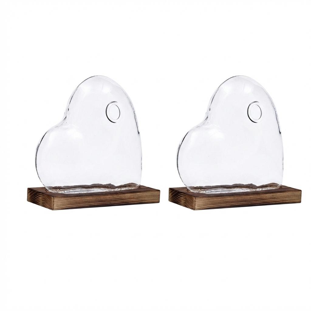 Nordic Style Glass Vase Heart Shape Design for Hydroponic Plants Desktop Decoration