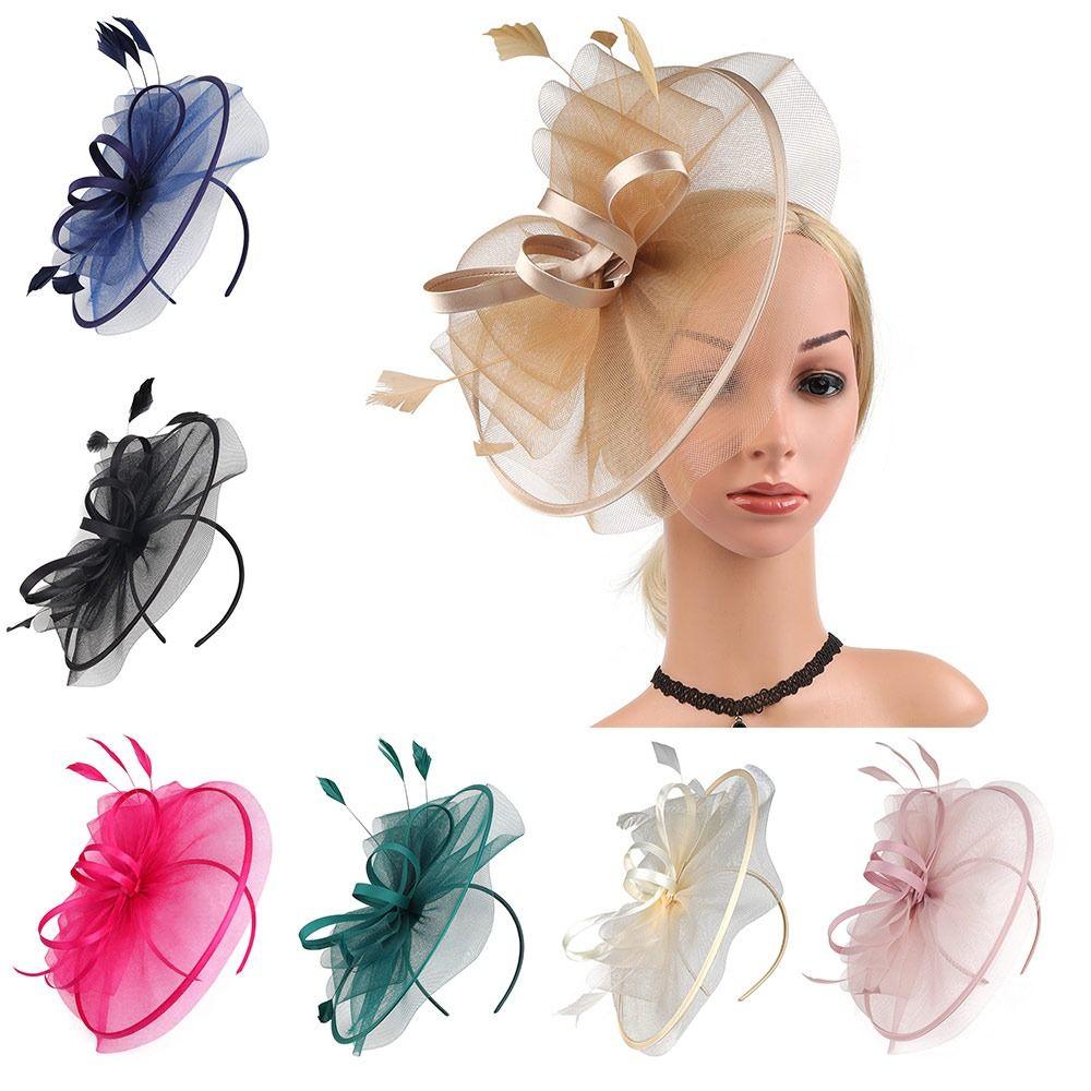 Mesh Fascinators Hats Feather Hair Clip Vintage Tea Party Hats
