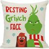 New Funny Designs and Popular Christmas Green Haired Weird Grinch Linen Pillowcase Living Room Bedroom Backrest Cover