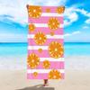 Summer Fresh Lemon Fruit Striped Beach Towel Cute Yellow Lemon Slice Print Soft Quick Dry Beach Blanket for Travel Vacation